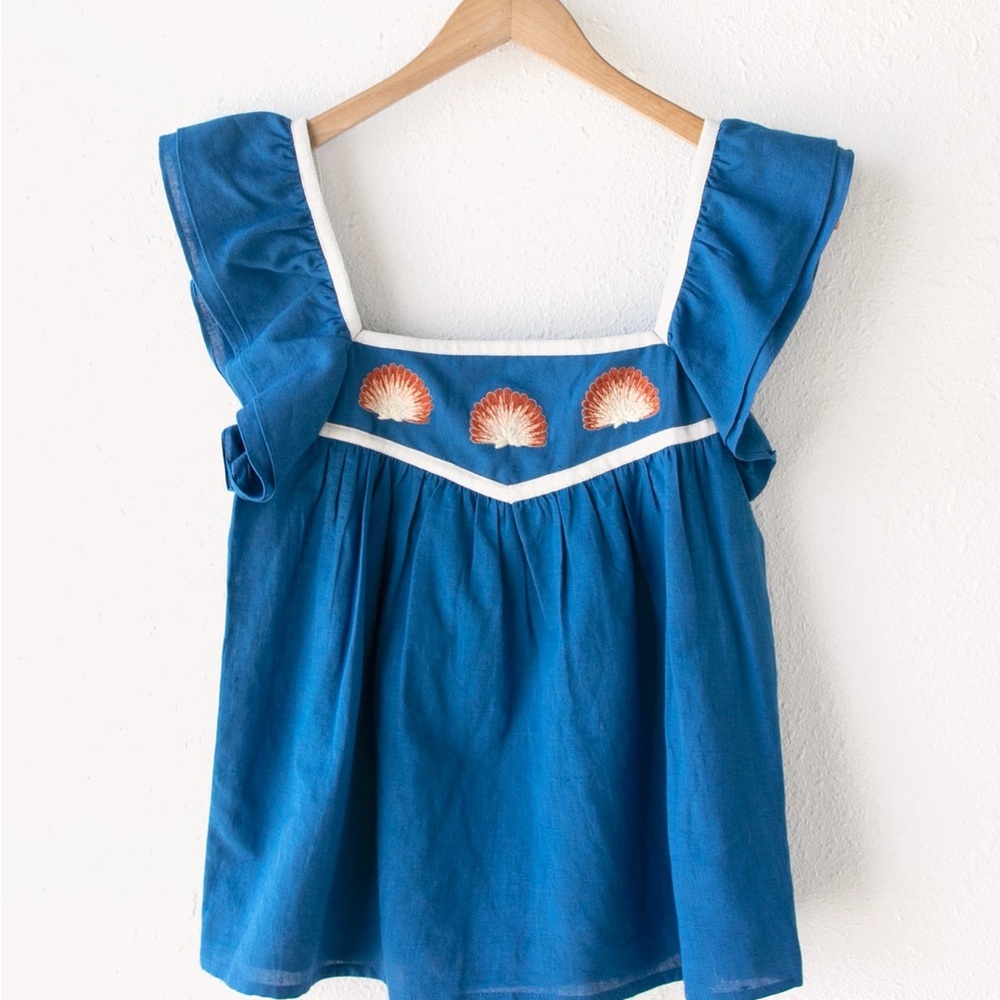 Greylin Blue Seashell Heiko Top NWT Small
